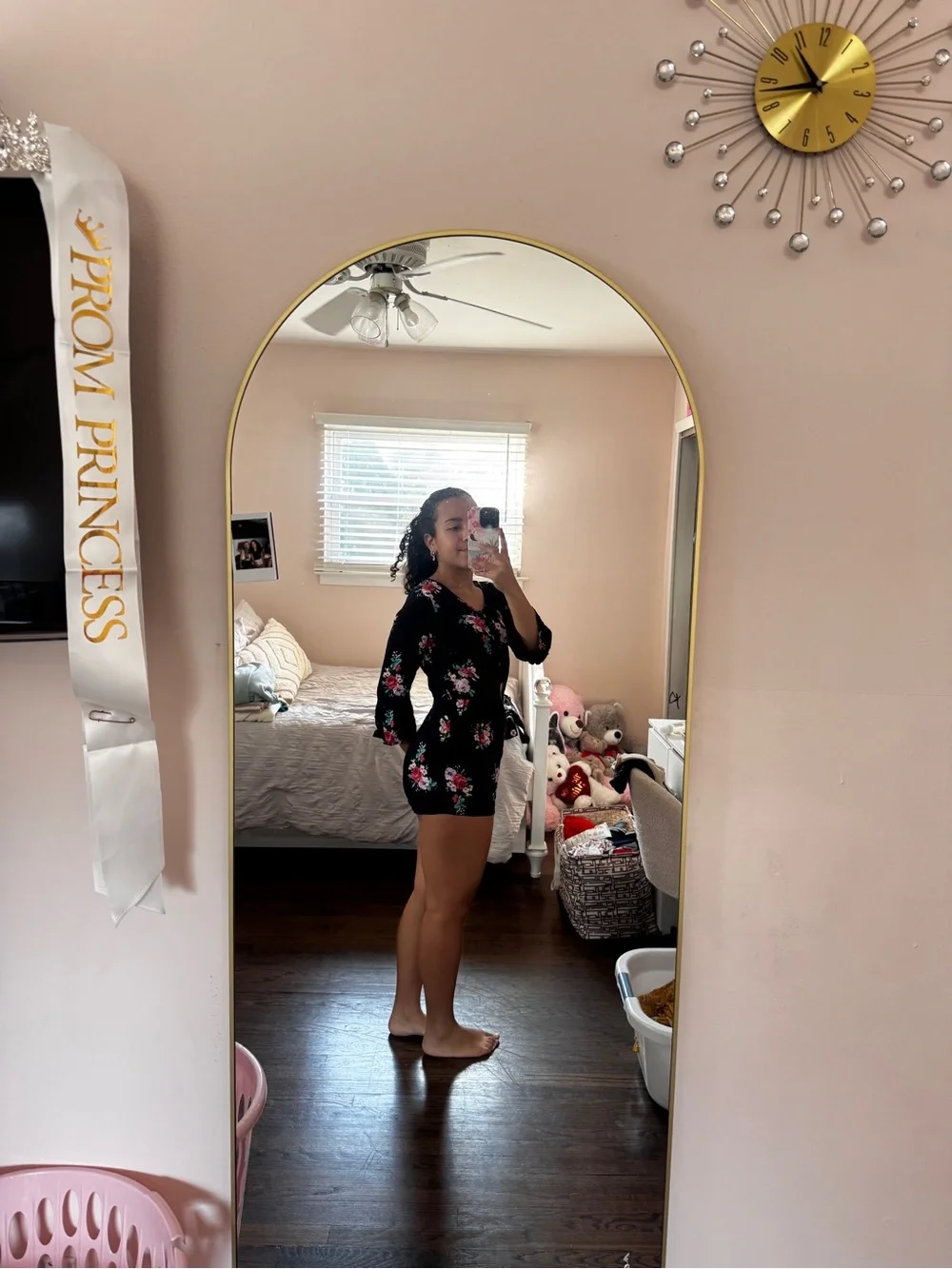 abercrombie kids Black Floral Romper with Pink & Red floral